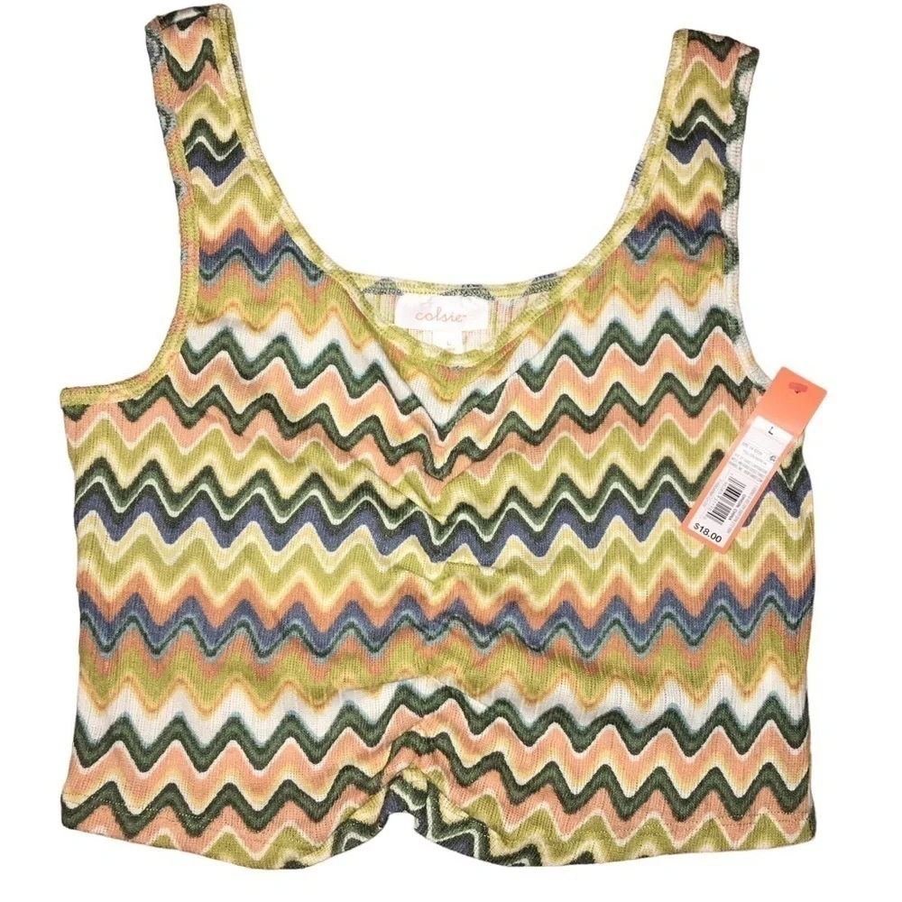 NWT Colsie Chevron Print Tiny Tanks Short Set Loungewear PJs L - Picture 3 of 7